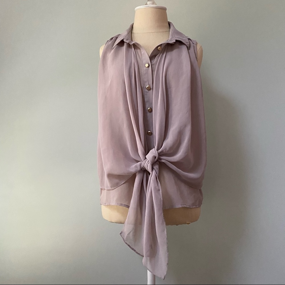 Phanuel Sheer Gray Tank Top Blouse